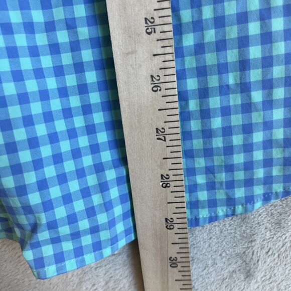 Vineyard Vines Shirt Mens Sz Small Teal Check On The Go Performance Button Down - Picture 5 of 7